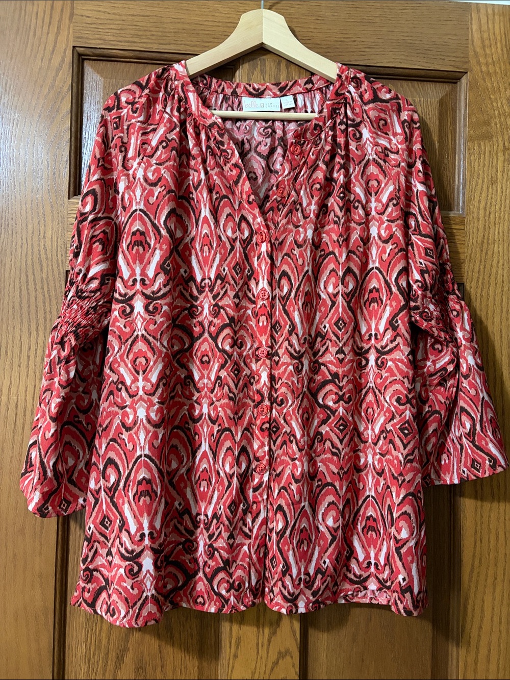 Belle by Kim Gravel Red V-Neck Tunic